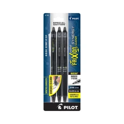 Pens|Pilot FriXion Synergy Clicker Retractable Erasable Gel Pen, Extra Fine Point, Black Ink, 3/Pack (FXYC3BLKE)