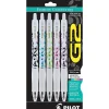 Pens|Pilot G2 Fashion Collection Retractable Gel Pens, Fine Point, Assorted Ink, 5/Pack (31392)