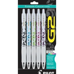 Pens|Pilot G2 Fashion Collection Retractable Gel Pens, Fine Point, Assorted Ink, 5/Pack (31392)