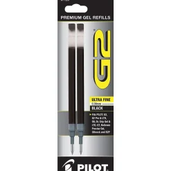 Pens|Pilot G2 Gel-Ink Pen Refill, Ultra Fine Tip, Black, 2/Pack (77287)
