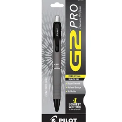 Pens|Pilot G2 Pro Retractable Gel Pen, Fine Point, Black Ink, Gray Barrel (31147)