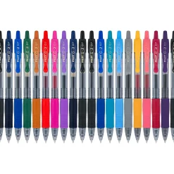 Pens|Pilot G2 Retractable Gel Pens, Fine Point, Assorted Inks, 20/Pack (G2720006-CB)