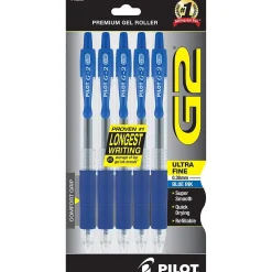 Pens|Pilot G2 Retractable Gel Pen, Ultra Fine Point, 0.38mm, Black Ink, 5 Pack (18203)