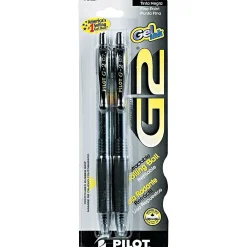 Pens|Pilot G2 Retractable Gel Pens, Fine Point, Black Ink, 2/Pack (31031)