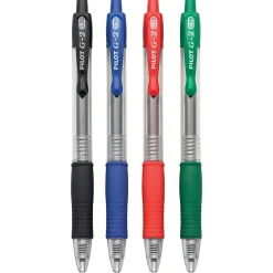 Pens|Pilot G2 Retractable Gel Pens, Ultra Fine Point, Assorted Ink, 4/Pack (31276)