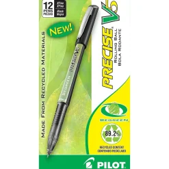 Pens|Pilot Precise V5 BeGreen Rollerball Pens, Extra Fine Point, Black Ink, Dozen (26300)