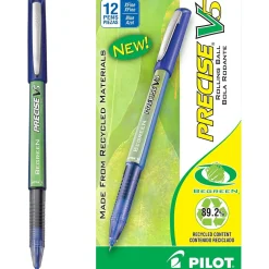 Pens|Pilot Precise V5 BeGreen Rollerball Pens, Extra Fine Point, Blue Ink, Dozen (26301)