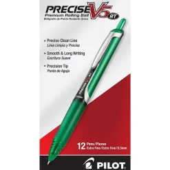 Pens|Pilot Precise V5 Retractable Rollerball Pen, Extra Fine Point, Green Ink (26065)