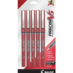 Pens|Pilot Precise V5 Rollerball Pens, Extra Fine Point, Red Ink, 5/Pack (26012)