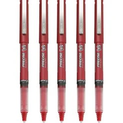 Pens|Pilot Precise V5 Rollerball Pens, Extra Fine Point, Red Ink, 5/Pack (26012)