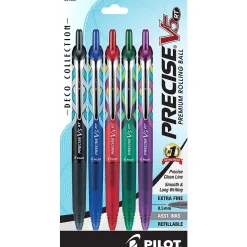 Pens|Pilot Precise V5 RT Deco Collection Retractable Rollerball Pens, Extra Fine Point, Assorted Ink, 5/Pack (41980)