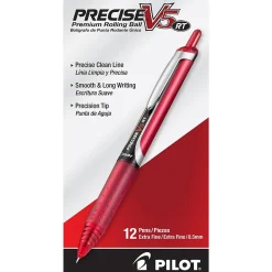 Pens|Pilot Precise V5 RT Retractable Rollerball Pens, Extra Fine Point, Red Ink, Dozen (26064)
