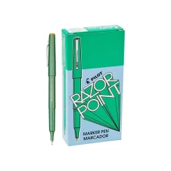Pens|Pilot Razor Point Marker Pens, Ultra Fine Point, Ink, Dozen (11010) Green