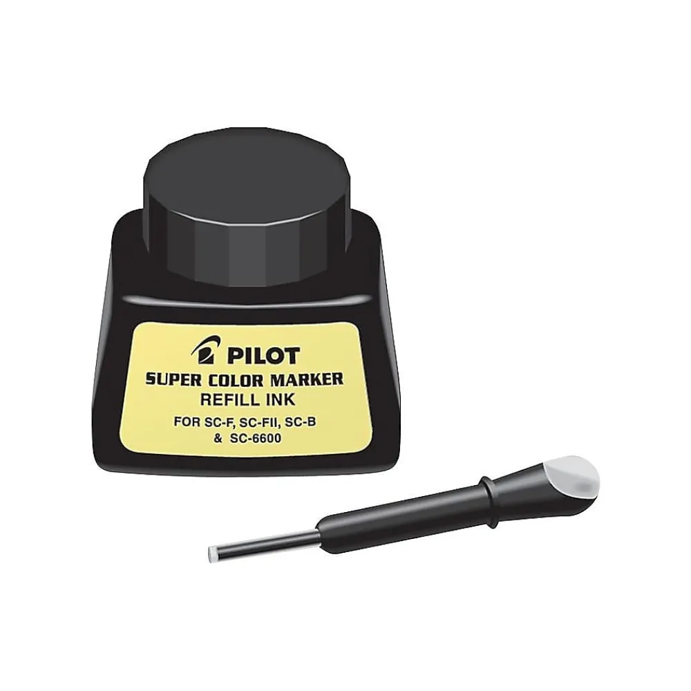 Pens|Pilot Super Color Permanent Marker Bottled Ink Refill, Black Ink (43500)