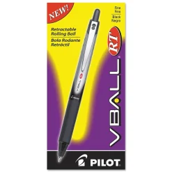 Pens|Pilot VBall RT Retractable Rollerball Pens, Fine Point, Black Ink, Dozen (26206)