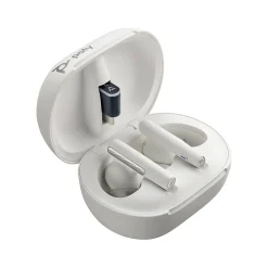 Plantronics Voyager Free 60+ UC Wireless Noise Cancelling Bluetooth Earbuds, USB-A, UC Certified, White Sand (7Y8G5AA)<Poly Outlet