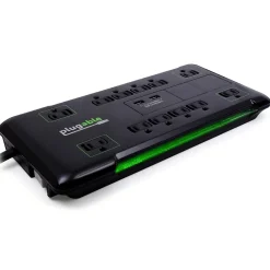 Plugable 25' 12-Outlet Power Strip with 2-Port USB Charger, Black (PS12-USB25)