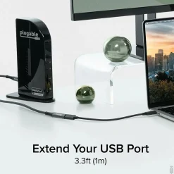 3.3' USB C Extension Cable with Built-in Multimeter Tester (USBC-METER3-1MF)<Plugable Sale