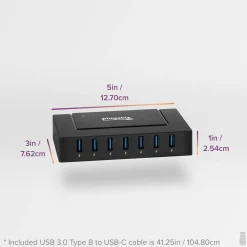 Plugable 7-in-1 Charging Hub with Data Transfer for USB-C or USB 3.0 Laptops