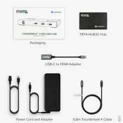 Plugable 4-Port USB-C Hub, Black (TBT4-HUB3C)
