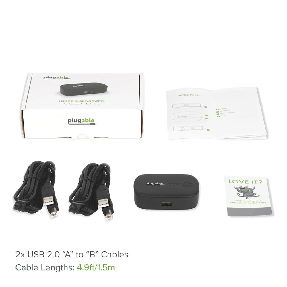 Plugable USB 2.0 Switch for USB Device Port Sharing Between Two Computers (USB2-SWITCH2)