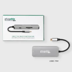 Plugable USB C Hub Multiport Adapter, 7-in-1 Hub, 87W Charging (USBC-7IN1)