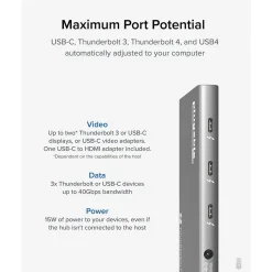 Plugable USB4 Hub, Silver (USB4-HUB3A)