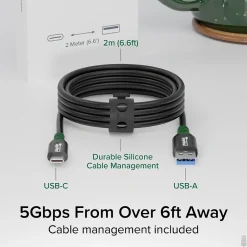 Plugable 6.6' USB-C to USB-A Cable, Black (USBC-A2M)