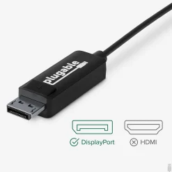 Plugable USBC-DP 6' USB 3.1 Type C to DisplayPort Audio/Video Cable, Black