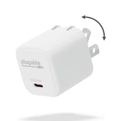 30W GaN USB C Charger Block, White (PS-30C1W)<Plugable Best