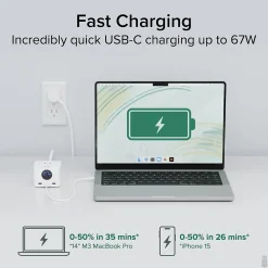 67W USB-C Charging Station, White (PS3-METERC3)<Plugable Discount