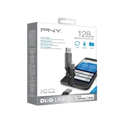 Hot PNY DUO LINK Dual 128GB USB 3.0 Type A Flash Drive, Black/Silver (P-FDI128LA02GCR)