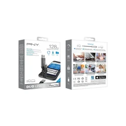 Hot PNY DUO LINK Dual 128GB USB 3.0 Type A Flash Drive, Black/Silver (P-FDI128LA02GCR)