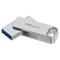 Hot PNY DUO LINK Dual 64GB USB 3.2 Type C Flash Drive, Silver (P-FDI64GDULINKT)