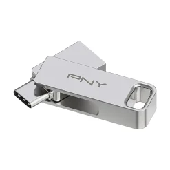 PNY DUO LINK Dual 256GB USB 3.2 Type-C Flash Drive, Silver (P-FDI256DULINKTYC-GE)