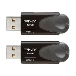 Sale PNY Elite Turbo Attache 4 128GB USB 3.2 Flash Drive, Black, 2/Pack (P-FD128X2TBAT4G)