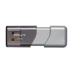Best PNY Elite Turbo Attache 3 64GB USB 3.0 Type A Flash Drive, Silver/Gray (P-FD64GTBOP-GE)