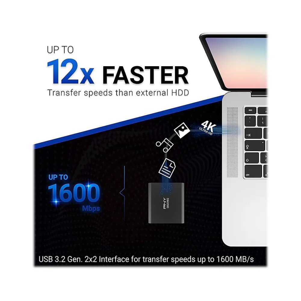 PNY EliteX-PRO 2TB USB 3.2 External Solid-State Drive (PSD0CS2260-2TB-RB)