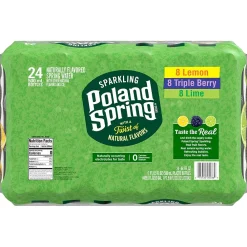 Poland Spring Sparkling Water, Lime, Triple Berry & Lemon, 16.9 oz. Bottles, 24/Carton (12410094)