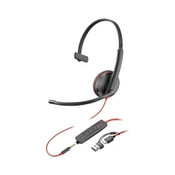 Discount Poly Blackwire 3215 Mono Headset, USB-C/USB-A/3.5mm, UC Certified (8X227AA)