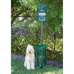 10 Gallon Steel Trash Can Station with Lid, Green (PP-H-Kit)<Poopy Pouch Best