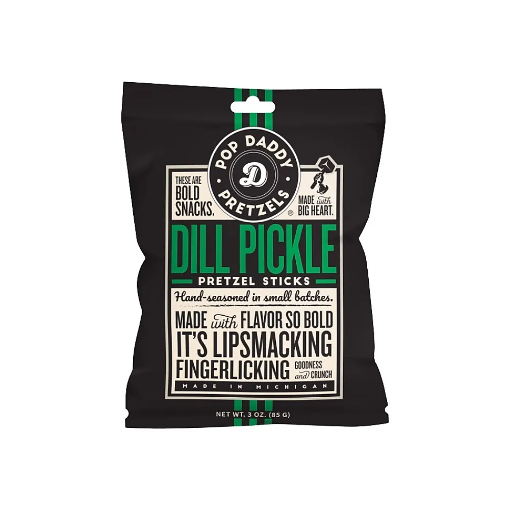 Pop Daddy Dill Pickle Pretzels Sticks, 3 oz., 15 Bags/Box (OPD00561)