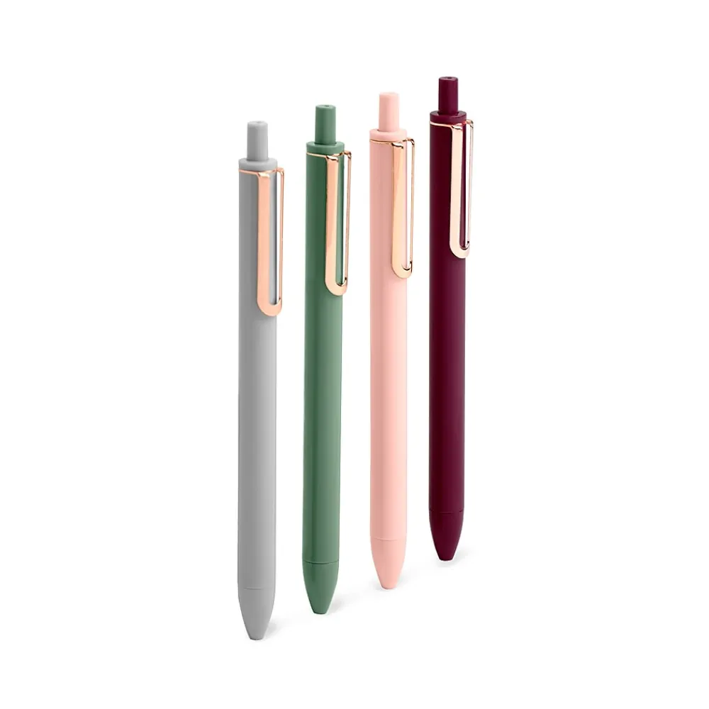 Pens|Poppin Assorted Jewel Luxe Retractable Gel Pens, Fine Point, Black Ink, 4/Pack (102069)