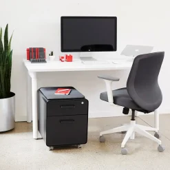 File Cabinets*Poppin Black Mini Stow 2-Drawer Vertical File Cabinet, Rolling, Black (104730)