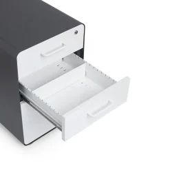 File Cabinets*Poppin , 3-Drawer File Cabinet, Charcoal + White (103539)