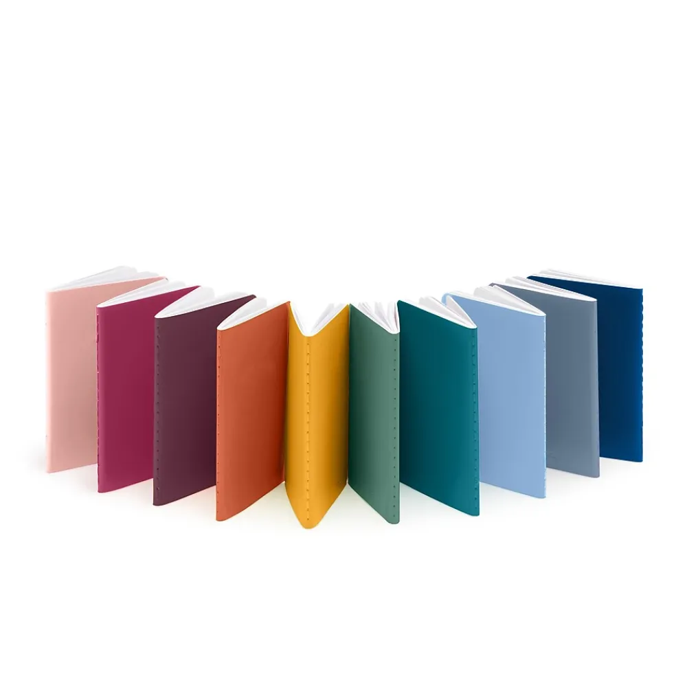Notebooks|Poppin Mini 1-Subject Pocket Notebook, 3.5" x 5", College Ruled, 32 Sheets, Assorted Colors, 10/Set (107789)