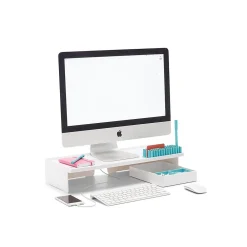 Discount Poppin Non-Adjustable Monitor Riser, White (102092)