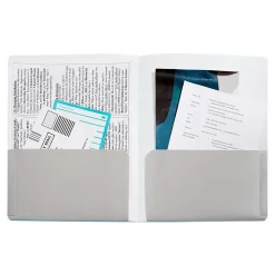 Pocket Folders|Poppin 2-Pocket Portfolio Folder, Aqua/Light Gray (101931)