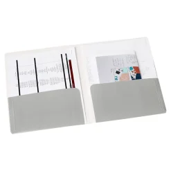 Pocket Folders|Poppin 2-Pocket Portfolio Folder, Blush/Light Gray (105225)