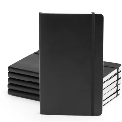 Notebooks|Poppin Professional Notebooks, 5" x 8.25", Wide Ruled, 96 Sheets, Black, 25/Set (104124)
